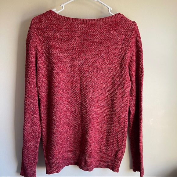Loft Red Chunky Knit Weave Pullover Sweater - Picture 5 of 5